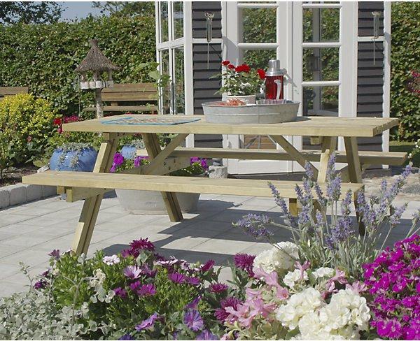 Image du produit Plus Garten Ensemble bancs et table, L x p 1770 x 1550 mm, coloris naturel. (117 cm)