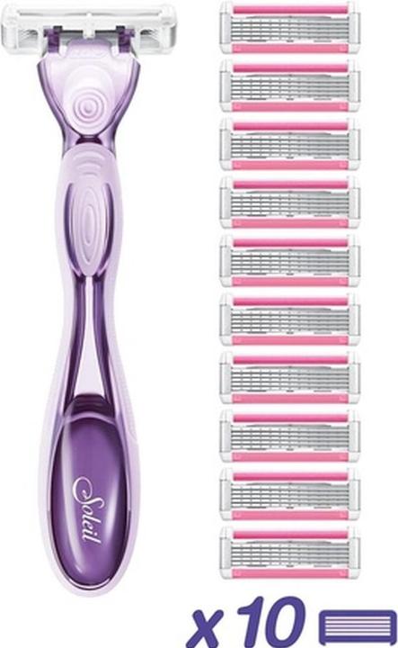 Produktbild Bic Click 5 Soleil Nachfüllbarer Damenrasierer 10 x 3-Klingen-Nachfüllungen Gleitstreifen Lila