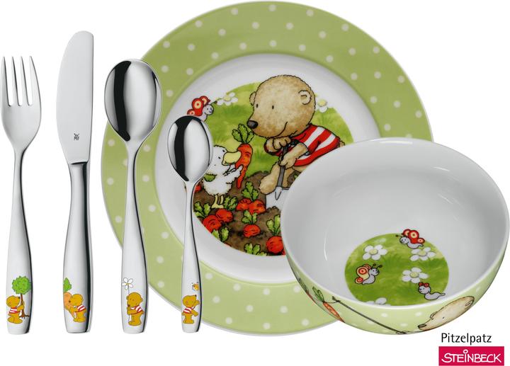Produktbild WMF Kindergeschirr Kinderbesteck 6tlg Pitzelpatz Edelstahl poliert spülmaschinengeeignet