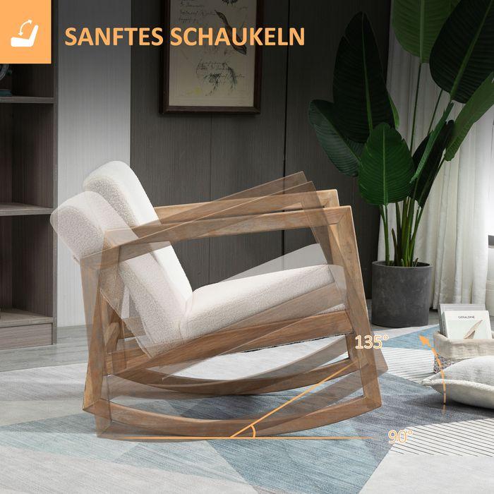 Produktbild Swisshandel24 Schaukelstuhl mit Holzrahmen gepolstert Relax Stuhl Wohnzimmersessel Lounge mit gepolsterter Sitzflä