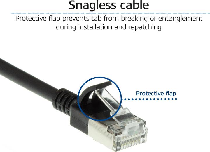 Produktbild ACT Black 1 meter LSZH U/FTP CAT6A datacenter slimline patch cable snagless with RJ45 connectors (U/FTP, CAT6a, 1 m)