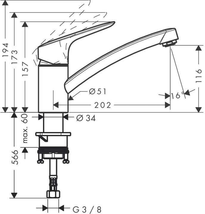 Produktbild hansgrohe Logis M31 Einhebel-Küchenarmatur 120, CoolStart, wassersparend, 1 Strahlart