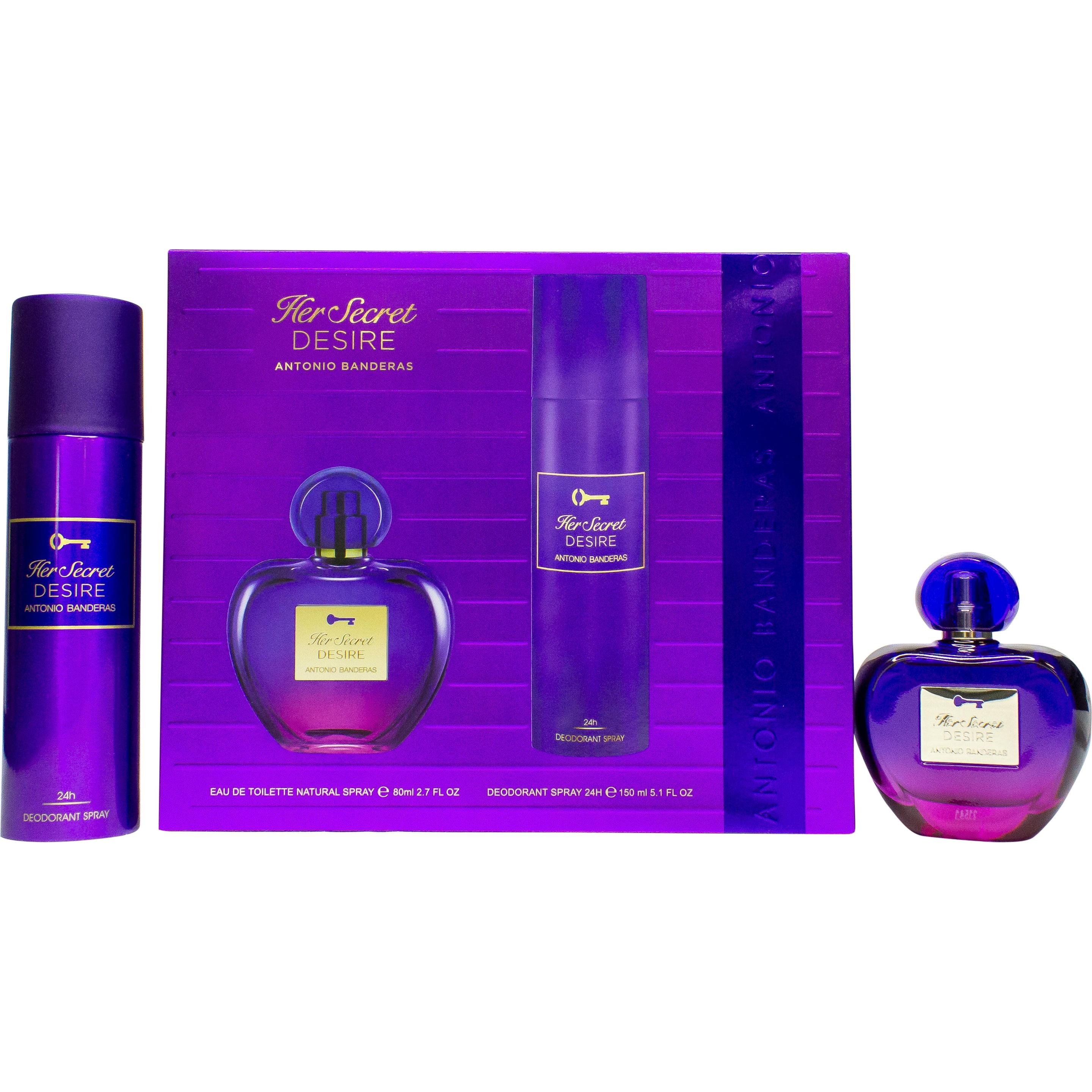 Antonio Banderas, Set regalo bellezza, Banderas Perfumes Her Secret Desire Set regalo per donna Fragranza floreale e fruttata Vaniglia e (Set di profu