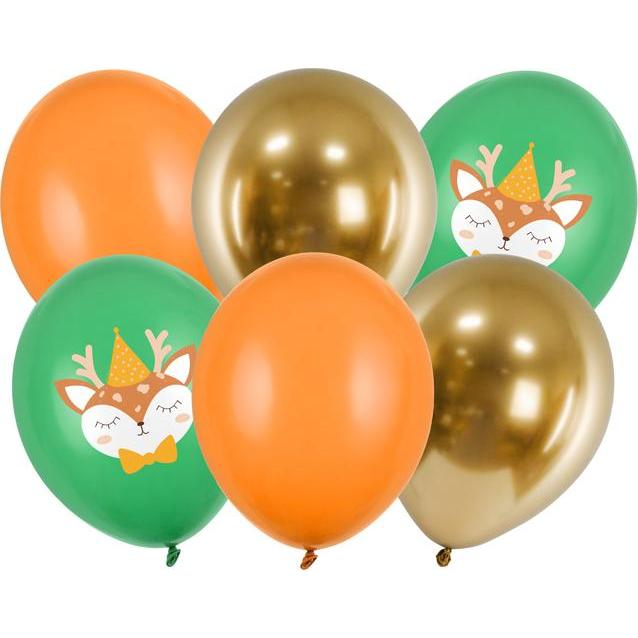 Partydeco Balloons 30 cm, Deer, mix (1 pkt / 6 pc.)