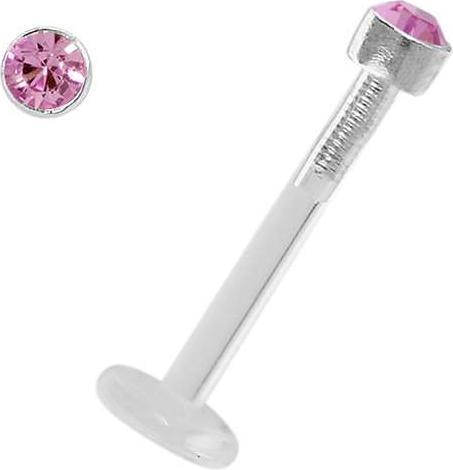 Image du produit Bijouteria Piercing pour lèvre/Tragus (Bioplastique, Argent 925, Cristal Swarovski)