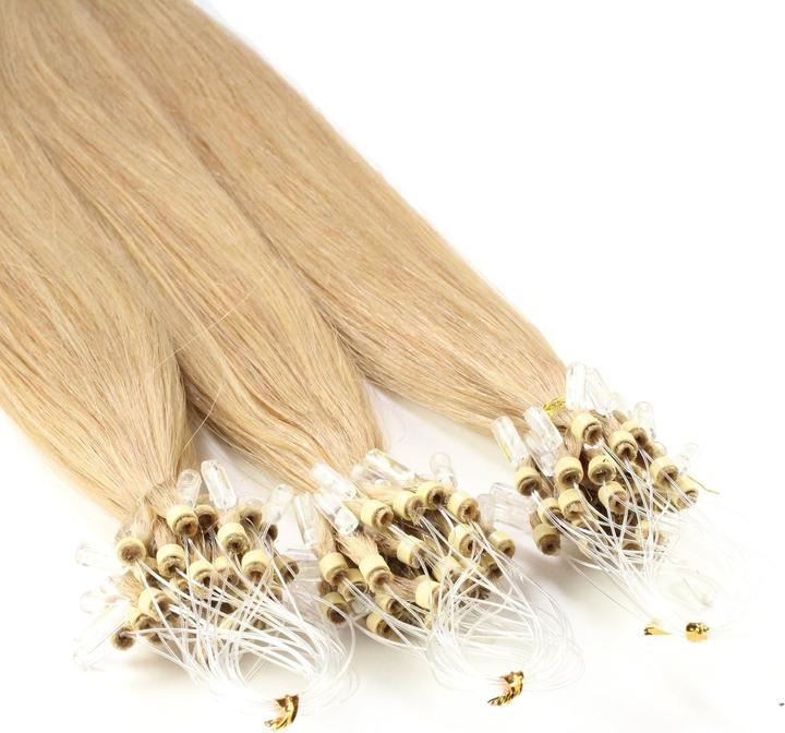 Actual product image Hair2heart 100 x 1g Microring Loop Extensions 60cm smooth 18 hazelnut blond loops hair extension (18 Hazelnut Blonde, 60 cm)