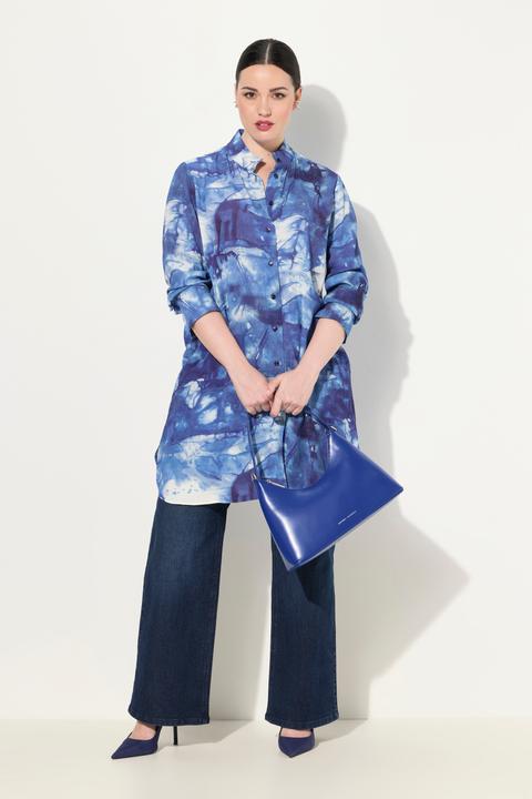 Actual product image Ulla Popken Tye Dyed Long Sleeve Button Down Tunic Blouse (46, 48)