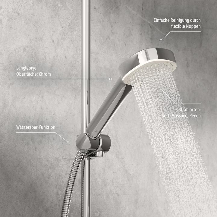 Produktbild Hansa Hansabasicjet Style Handbrause 3-strahlig, Eco, chrom (3 Strahlarten, 18 l/min)