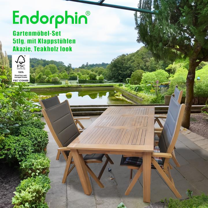 Produktbild GARTENSET aus Akazienholz im Teakholz look, FSC zertifiziert, 4 Klappsessel (90 cm)