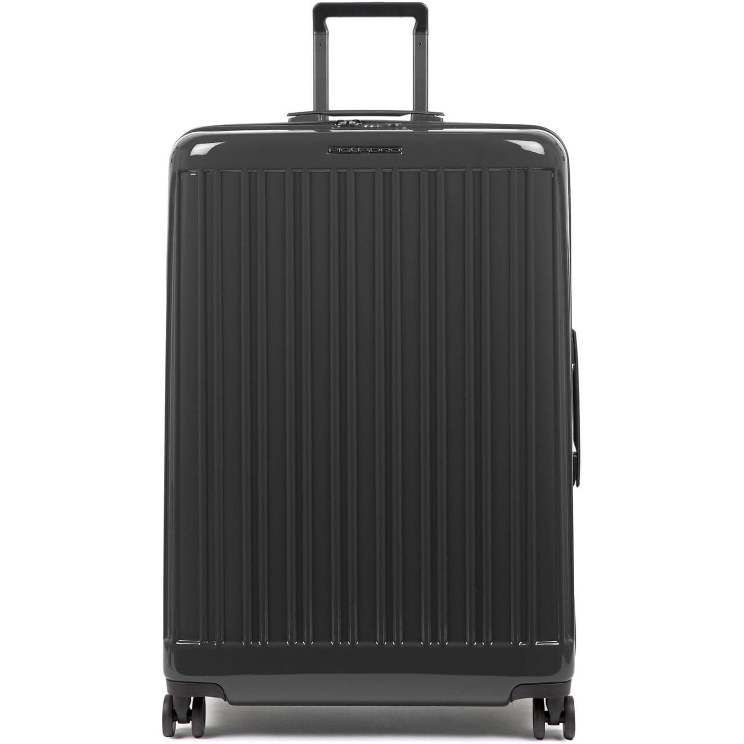 Piquadro Nero Valigia, Valigia Rigida Con Quattro Ruote, Scomparto Lavanderia E Chiusura A Zip,