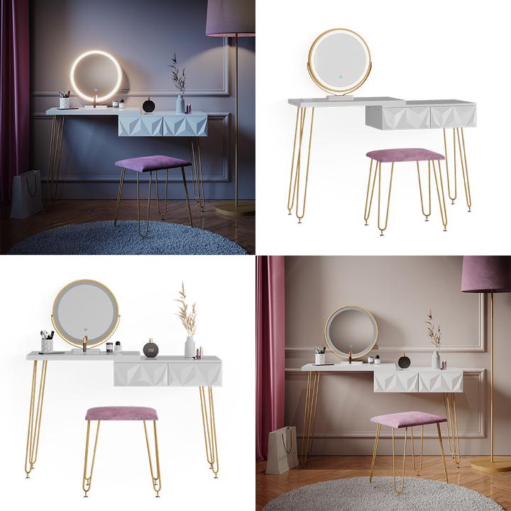 Image du produit Vicco Bella avec éclairage LED et tabouret (120 x 37 x 76 cm)