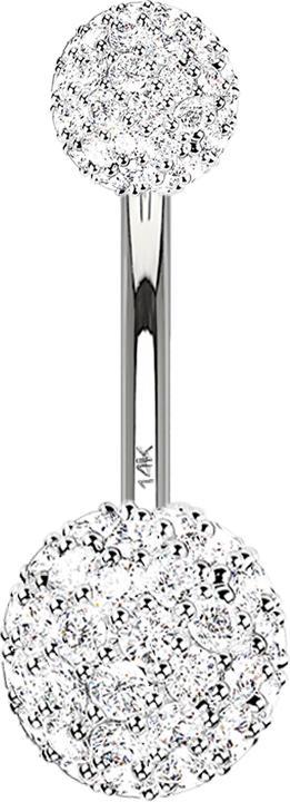 Produktbild Star Piercing Banane 14k weissgold mit zwei Kristallkugeln silber (ohne Messing, 14k Gold)