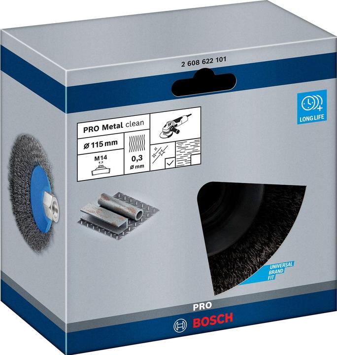 Produktbild Bosch Professional Zubehör PRO Metal clean Kegelbürste, 115 x 0,3 mm, Gewinde