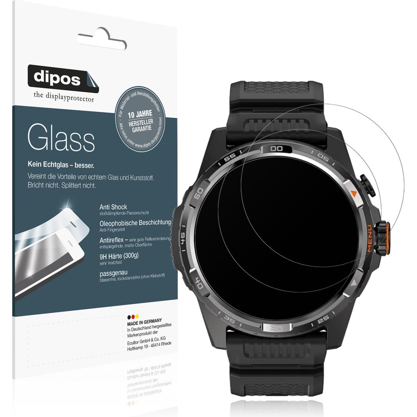 Dipos Anti-Shock Displayschutz Matt 9H, Smartwatch Schutzfolie, Transparent