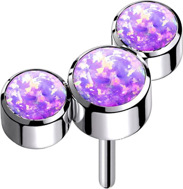 Actual product image Star Piercing Threadless silver three opals violet (Titanium, without brass)