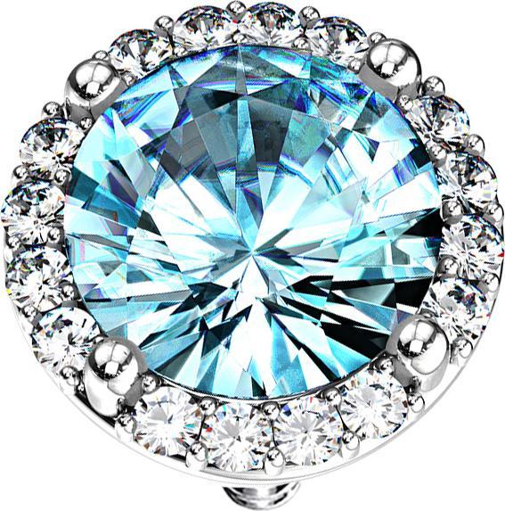 Immagine prodotto Star Piercing Dermal Anchor in argento con doppio pavé di cristalli grande acqua (Ottone, Acciaio chirurgico 316L)