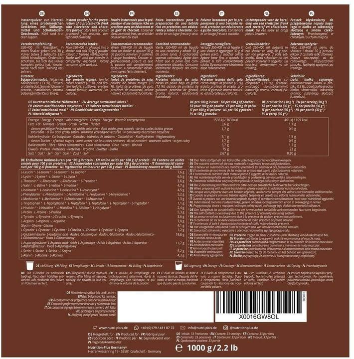 Produktbild Nutri+ Vegan 3K Protein (1040 g, 1x, Schokolade)