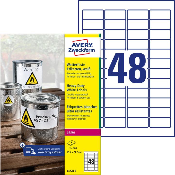 Actual product image Avery Weatherproof film labels