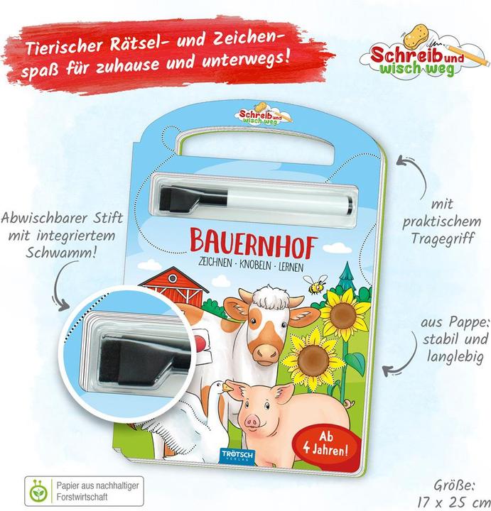 Actual product image Schreib und wisch weg Bauernhof (German, Trötsch Publishing House, 2022)