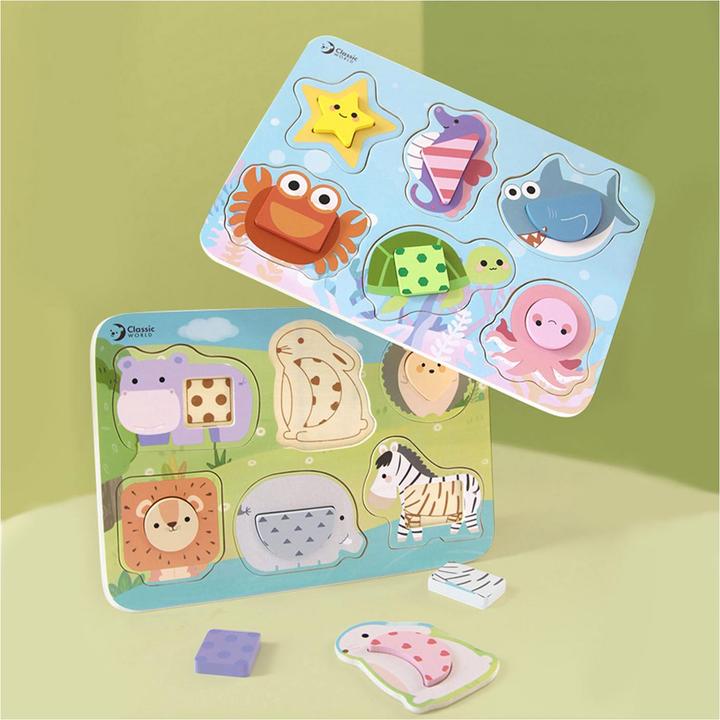 Actual product image Classic World Wooden puzzle sea animals, 13pcs. (13 pieces)