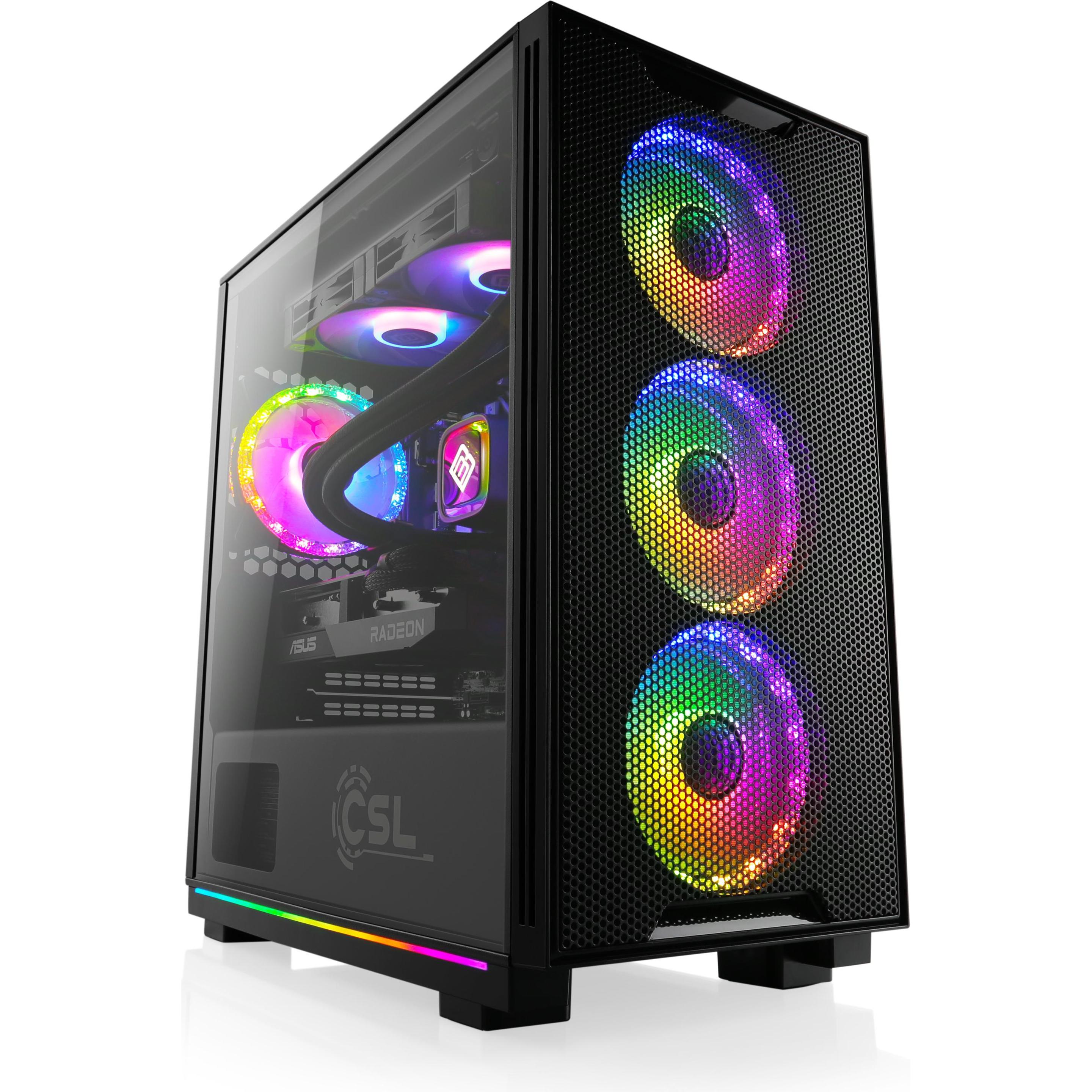 CSL Gaming PC M10530H (AMD Ryzen 7 7800X3D, 16 GB, 1000 GB, Radeon RX 7600), PC, Schwarz