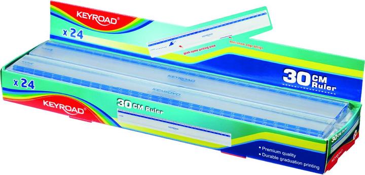 Actual product image Keyroad Plastic ruler, 30 cm, transparent, 24 pcs, box (30 cm, Plastic)