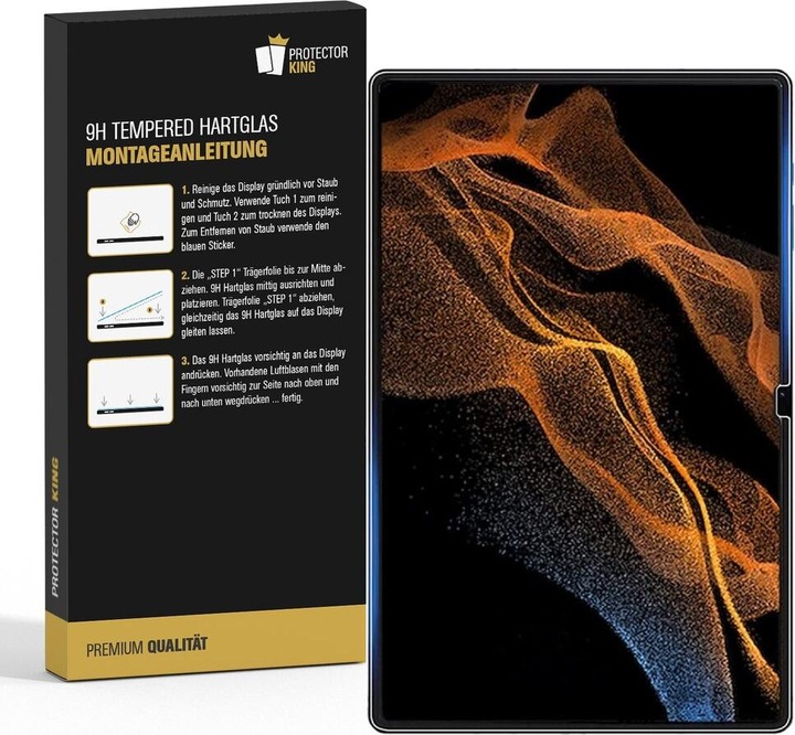 Produktbild Protectorking 1x echtes Tempered 9H Panzerhartglas 3D KLAR (1 Stück, Galaxy Tab S8 Ultra)