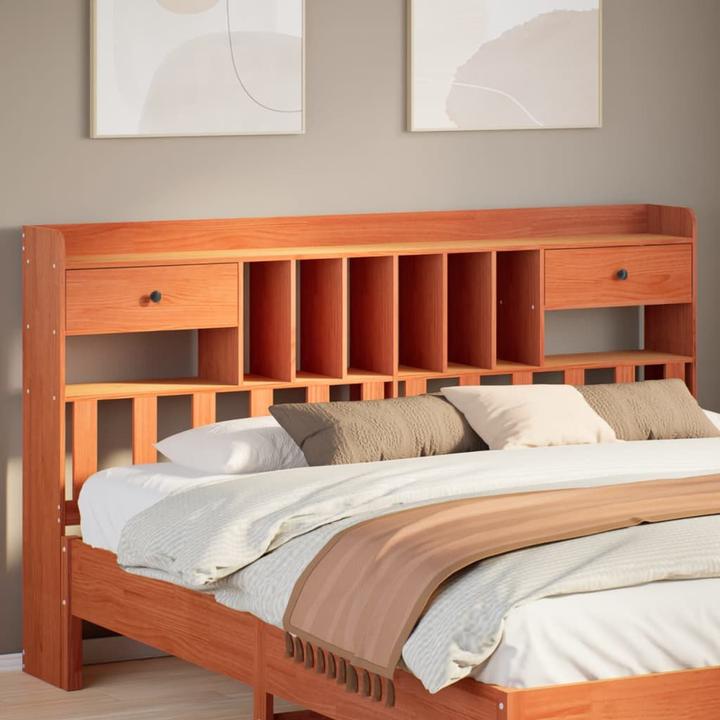 Actual product image VidaXL Headboard Bed headboard with storage space Wax brown 200cm solid wood