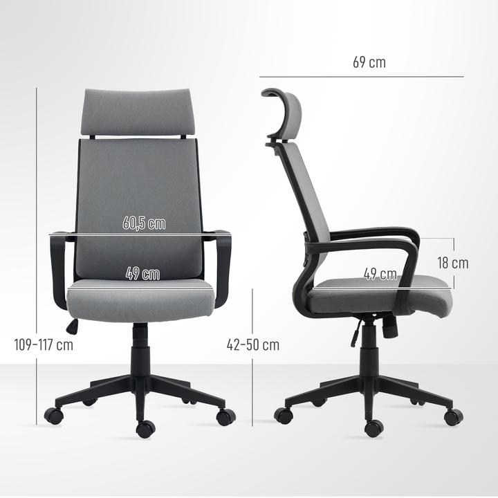 Produktbild Homcom Bürostuhl Polyester, Schaumstoff Dunkelgrau