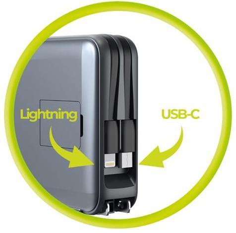 Image du produit Mobile Origin Powerbank & Travel Charger Lightning/USB-C Cable MagSafe/AW/iPhone Compatible grey Powerbank - G... (10000 mAh)