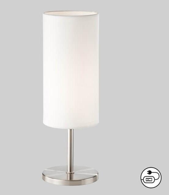Produktbild FHL easy FHL Kira Tischlampe Leinenschirm rund E14 nickel-weiss 850265 (E14)