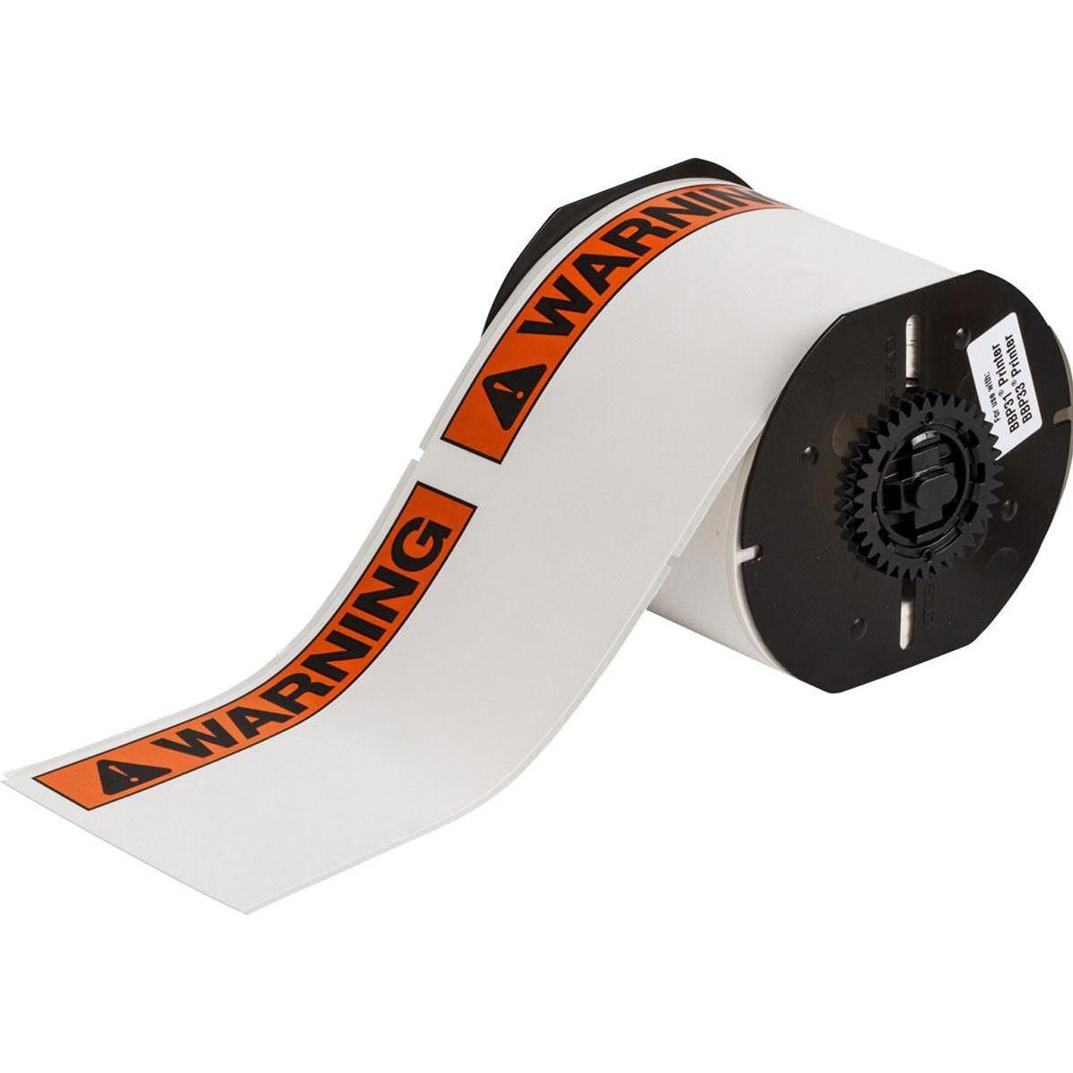 Brady, Etiketten, B30-25-855-WARN, Toughwash-Etiketten, Polyester, Schwarz/Orange auf weiss, matt, 101.60 x 152