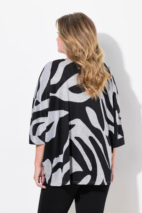 Actual product image Miamoda Damen grosse Grössen Pullover, oversized, Zebramuster, 3/4-Ärmel schwarz 58+ 836919100-58+ (58)