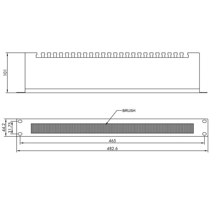 Actual product image Value 19"-Kabeldurchführung 1HE Bürste schwarz, inklusive