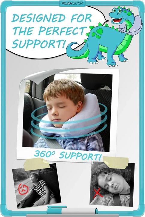 Immagine prodotto Flowzoom Cuscino AIR Kids | Cuscino gonfiabile per il collo per bambini e ragazzi (Cuscino per testa e collo)