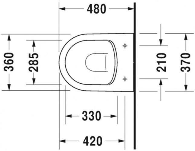 Produktbild Duravit WWC ME by Starck COMPACT RIMLESS tief, 370x480mm weiss/weiss seidenmatt WG
