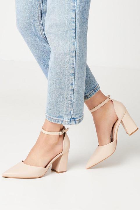 Dorothy Perkins Womens/Ladies Blanche Pointed Ankle Strap High Block Heel Court Shoes