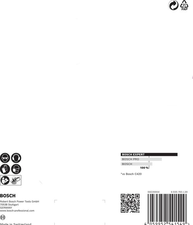 Image du produit Bosch Professional Zubehör EXPERT C470 Papier abrasif à 6 trous pour ponceuse excentrique, 150 mm, G 100, 5 pcs. (100)