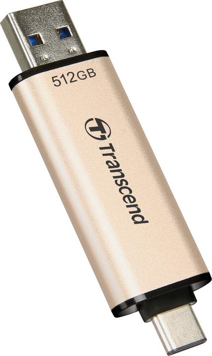 Actual product image Transcend JetFlash 930C USB flash drive 512 GB USB Type-A / USB Type-C 3.2 Gen 1 (3.1 Gen 1) Gold (512 GB, USB-A, USB-C)