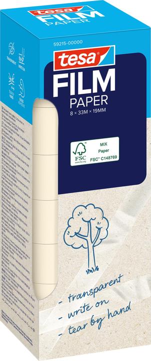 Produktbild tesa tesafilm PAPIER 8x 33mx19mm transp. zum beschriften faltsch. (19 mm)
