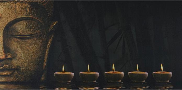 Image du produit Swisshandel24 Tableau LED, tableau lumineux sur toile, minuterie - 110x55cm Bouddha, scintillant (110 x 55 cm)