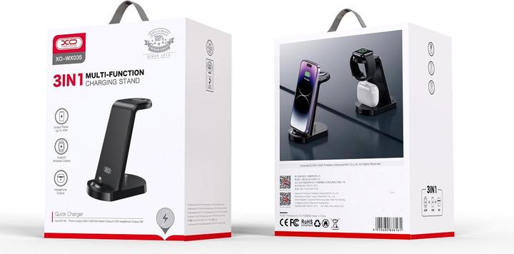 Produktbild xO Ladestation WX035 mit Lightning-Anschluss 15W schwarz 3in1 (15 W)