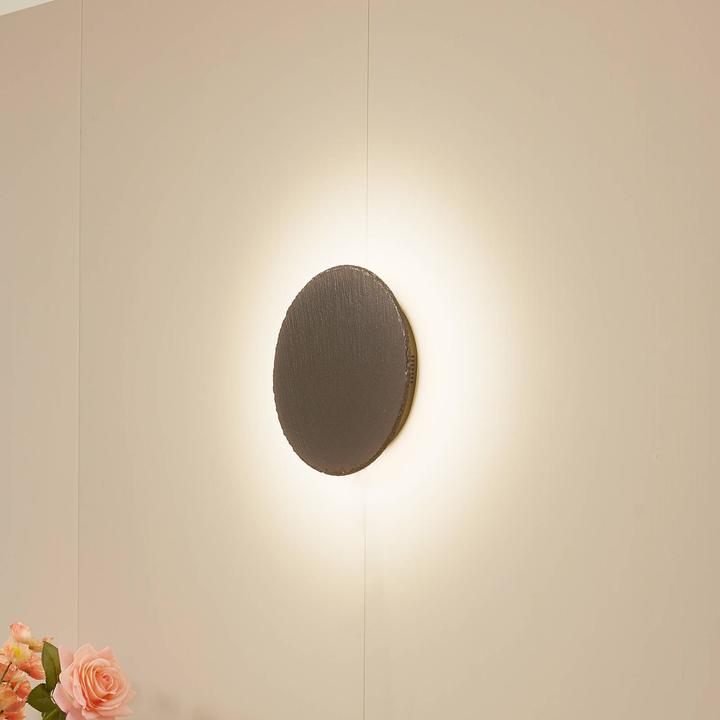 Produktbild Lindby Peetu LED-Wandleuchte, Schiefer, rund (1000 lm)