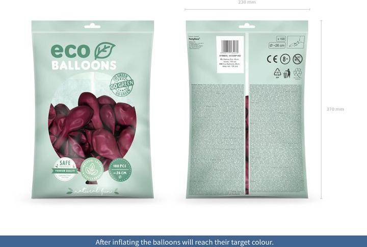 Actual product image Partydeco Eco Balloons 26cm pastel, deep red (1 pkt / 100 pc.) (100 x)