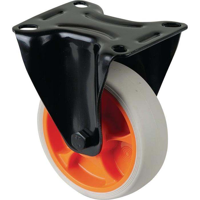 BS Rollen, Möbelrollen, Bockrolle Rad-Ø 100 mm Tragfähigkeit 110 kg Bockrollen Gummi Platte L104xB80 mm Farbe Rolle hell...