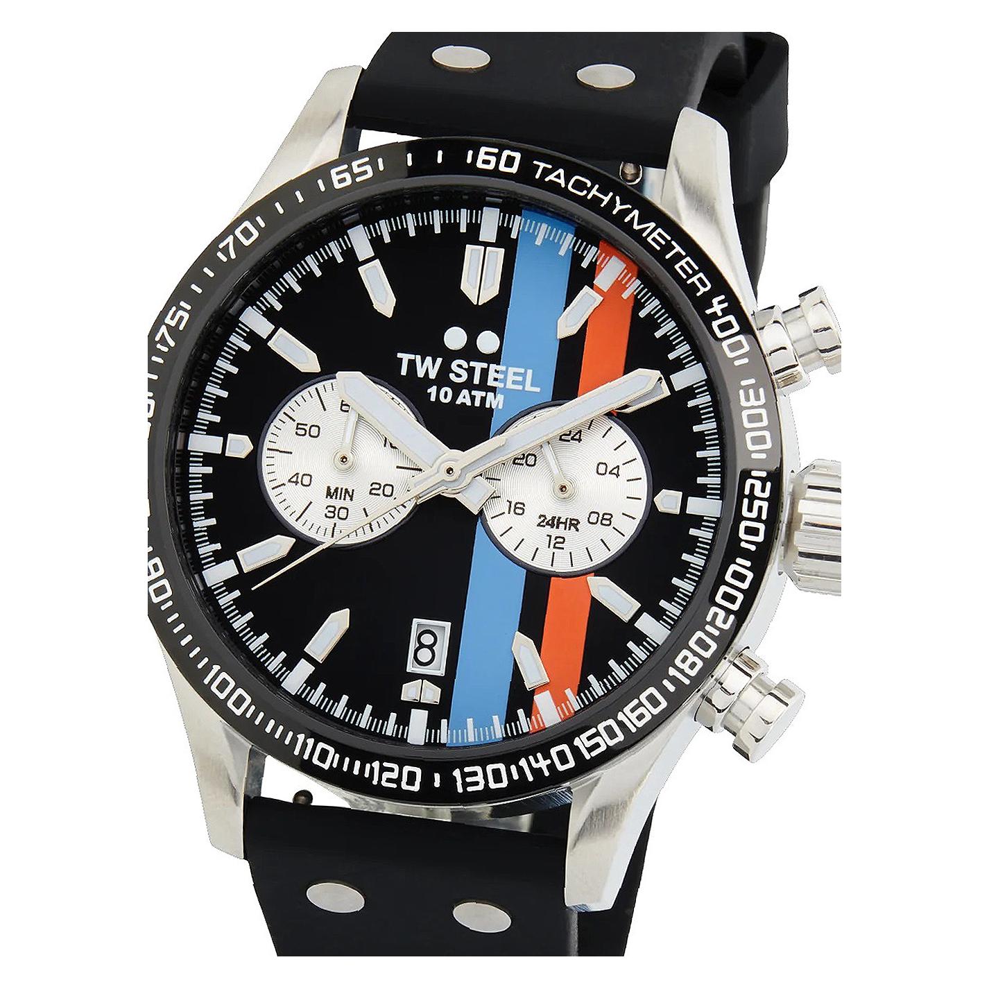 Tw-Steel, Armbanduhr, VS123 Volante, Silber, (Chronograph, 45 mm)
