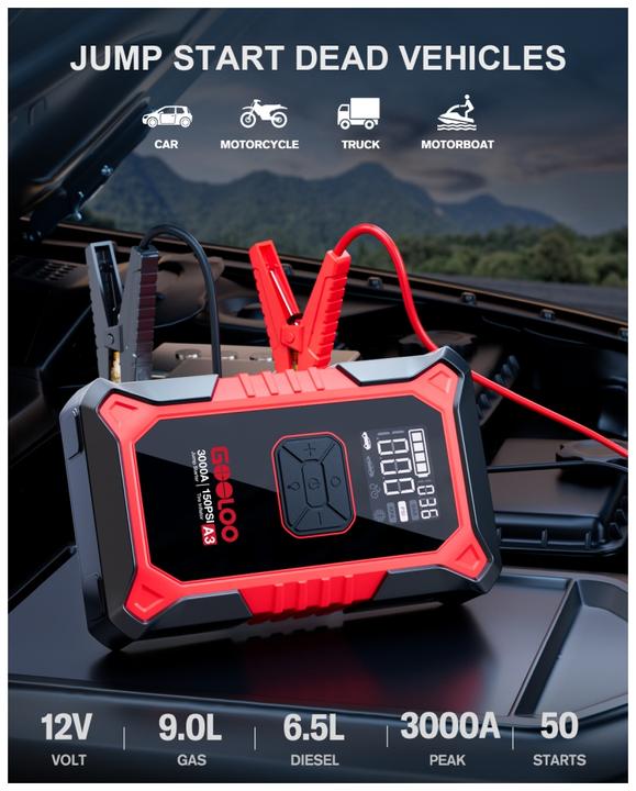 Immagine prodotto Gooloo A3 Jump-Starter/Kompressor 12 V, 3000A (3000 A)