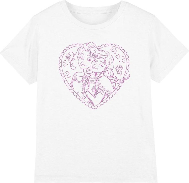 Actual product image Disney Frozen Childrens/Kids Anna And Elsa Heart T-Shirt (140, 146)