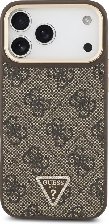 Produktbild Guess Case Magsafe 4G PU Leather Case With Triangle Logo And Gold Metal Camera Frame For iPhone 17 P (Apple iPhone 17 Pro Max)