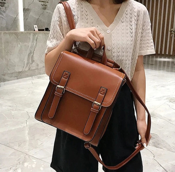 Produktbild Only-Bags.Store Vintage Pu Leder Tasche Rucksack Mode Schulranzen Hohe Qualität Freizeit Umhängetasche